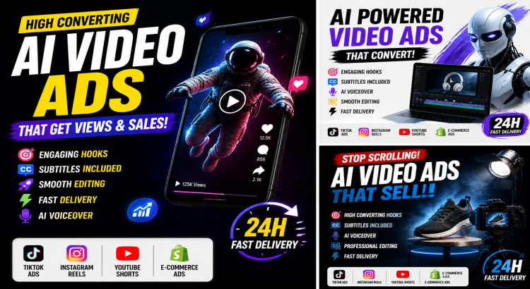 I will create ai video ads reels and shorts in 24 hours